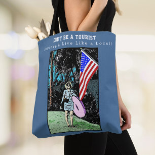 Bolsa Tote Live Like a Local Retro Viagem