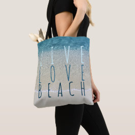 Bolsa Tote Live Love Beach Turquoise Blue Ocean Surf Waves