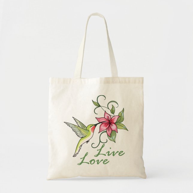Bolsa Tote Live Love Hummingbird (Frente)