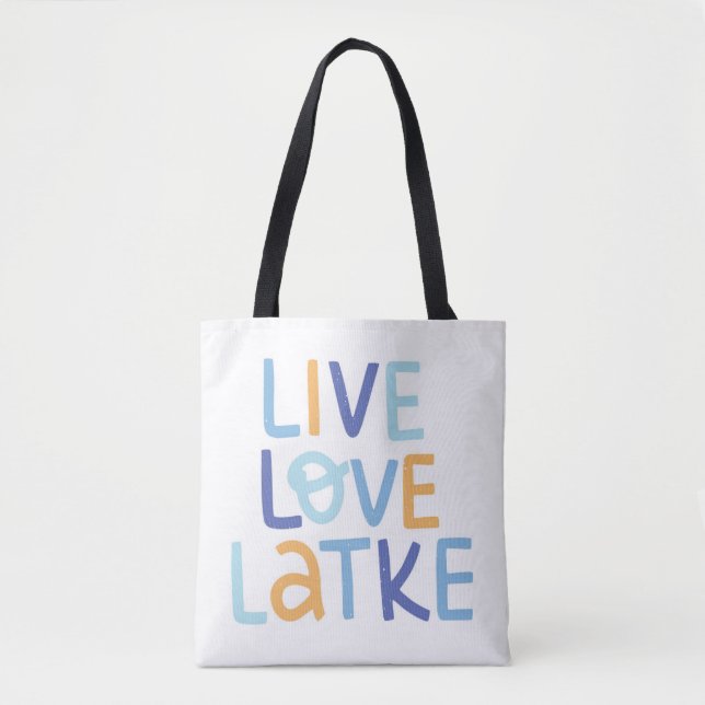 Bolsa Tote Live Love Latke Hanukkah Design (Frente)