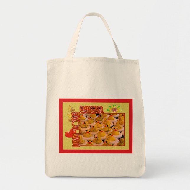 Bolsa Tote Live Love Laugh Rubber Ducks Inspiração Bag (Frente)