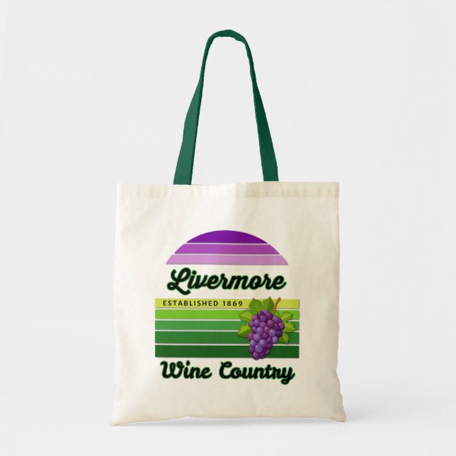 Bolsa Tote Livermore Wine Country Purple Green Stripes Grapes (Frente)