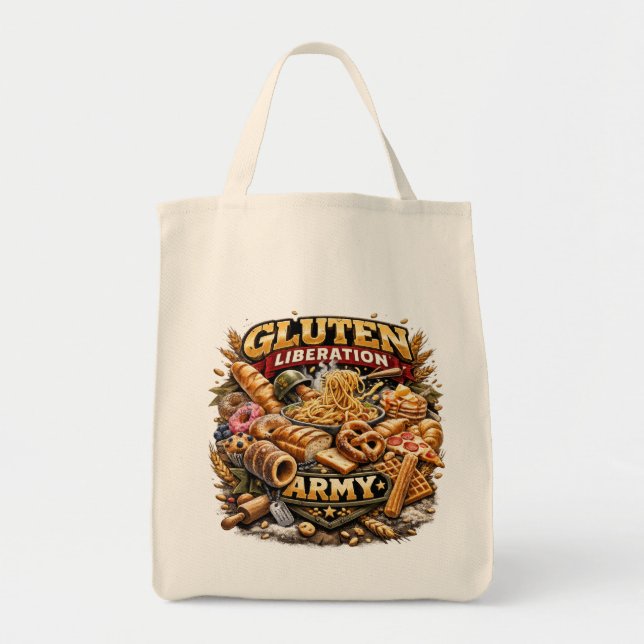 Bolsa Tote Livre de Glúten! Saco de Compras do Exército de Li (Frente)
