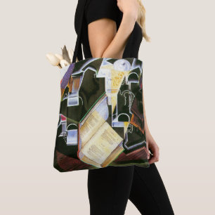 Bolsa Tote Livro, Cano e Óculos, Juan Gris, Cubismo Vintage
