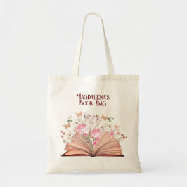 Bolsa Tote Livro da Biblioteca de Borboletas Florais Whimsic