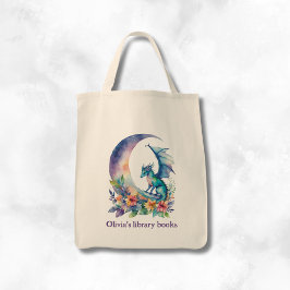 Bolsa Tote Livro de Biblioteca de Dragão Personalizado para C