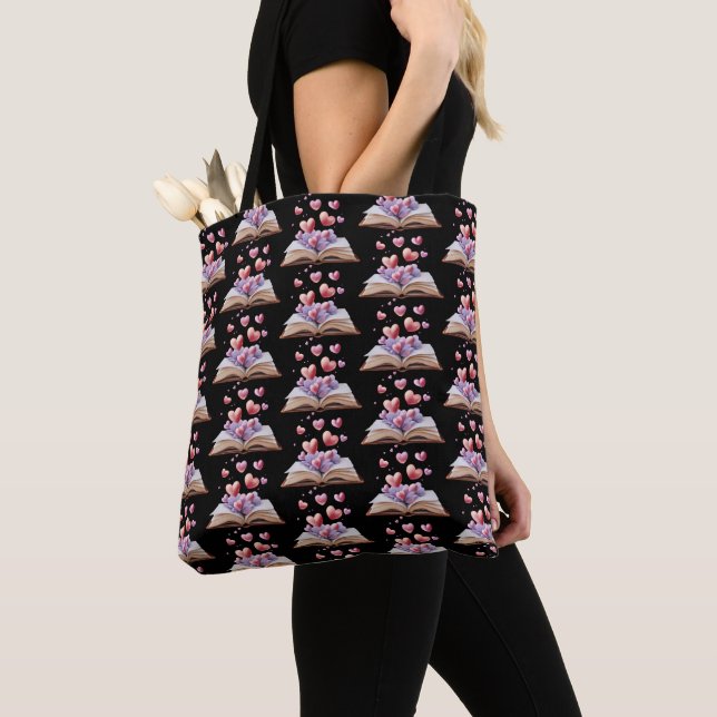 Bolsa Tote Livro De Corações Preto (Close Up)