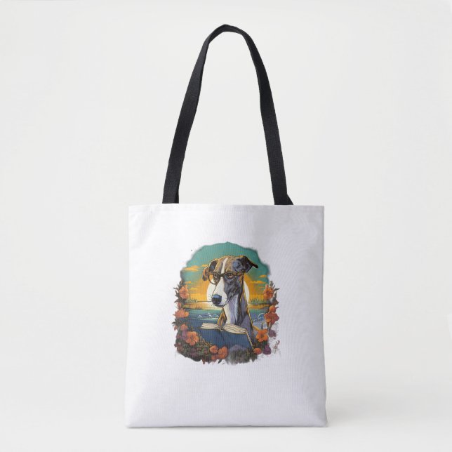 Bolsa Tote Livro de Leitura de Cães de Greyhound (Frente)
