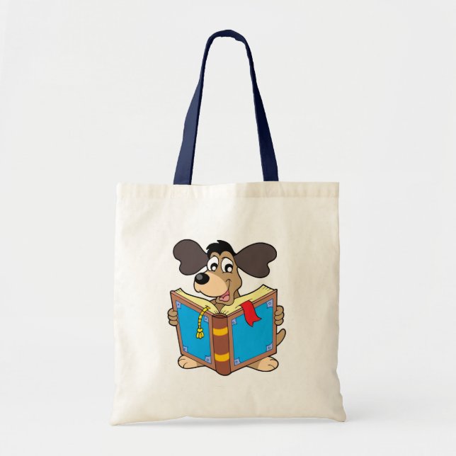 Bolsa Tote Livro de leitura do cão (Frente)