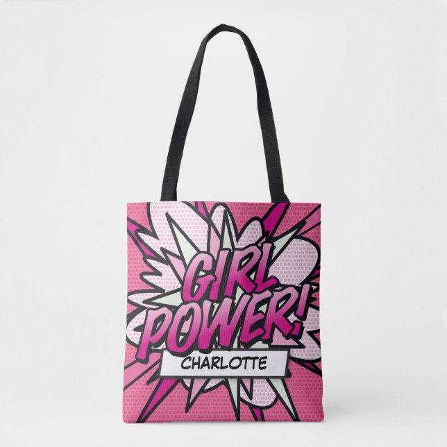 Bolsa Tote Livro de Quadrinhos Personalizado GAROTA PODER Ros (Frente)