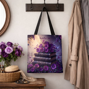 Bolsa Tote Livro Gótico Roxo Floral