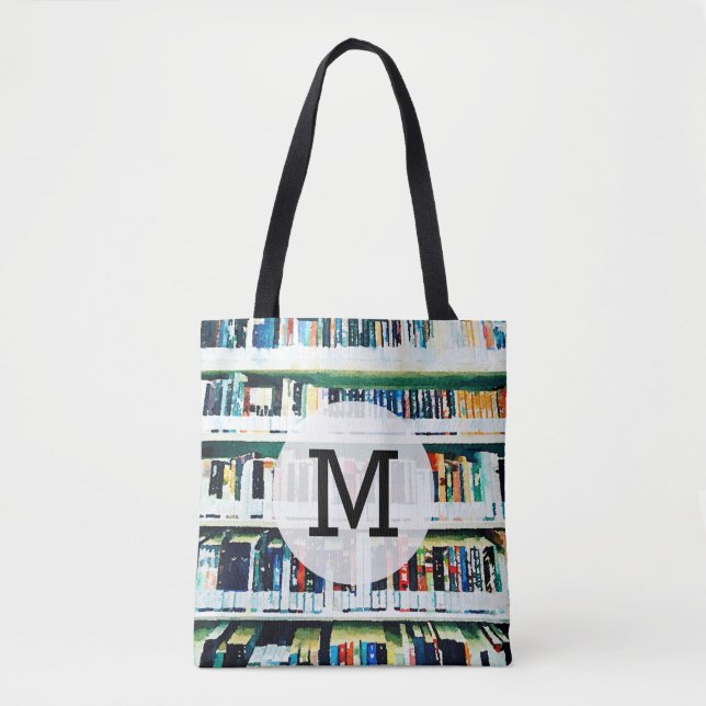 Bolsa Tote Livro Monograma, biblioteca (Frente)