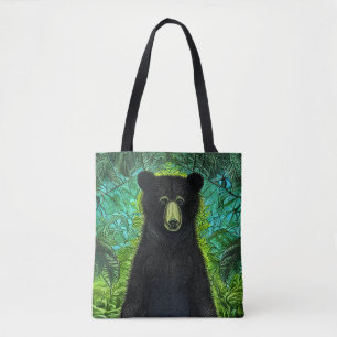 Bolsa Tote Livro Negro Pequeno Urso Negro Divertido