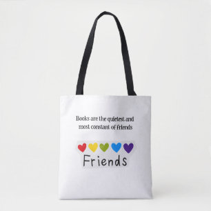 Bolsa Tote Livros Amigos Constantes Mais Silenciosos Arco-Íri