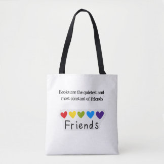Bolsa Tote Livros Amigos Constantes Mais Silenciosos Arco-Íri
