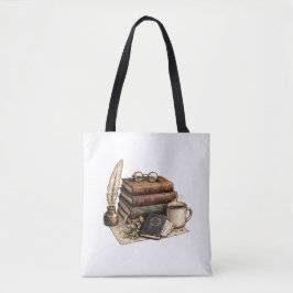 Bolsa Tote Livros Antigos & Cantinho de Leitura Aconchegante 