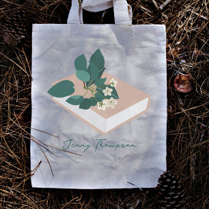 Bolsa Tote Livros Botânicos & Nome Personalizado Leitura Bibl