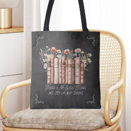 Bolsa Tote Livros com Flores e Citação sobre Notebook Negro
