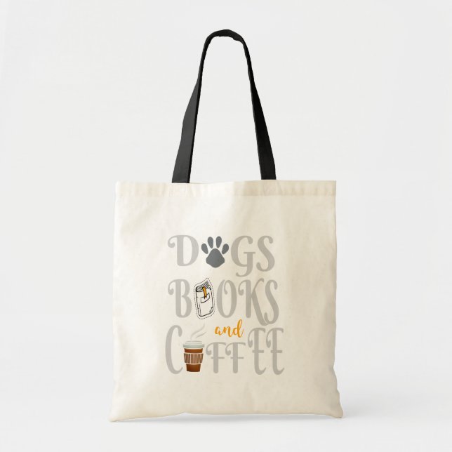 Bolsa Tote Livros De Cães E Café (Frente)