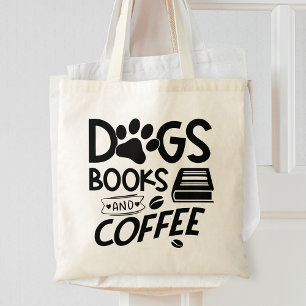 Bolsa Tote Livros de Cães Typografia de Café Dizendo Cotação