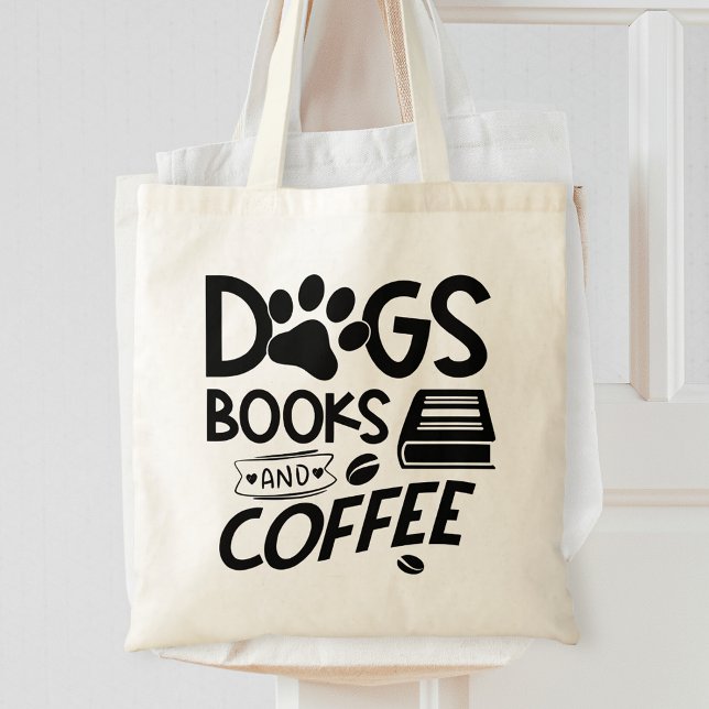 Bolsa Tote Livros de Cães Typografia de Café Dizendo Cotação  (Criador carregado)