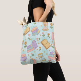 Bolsa Tote Livros de Magia Verde Garota Fofa Bruxa Feiticeira