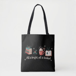 Bolsa Tote Livros de Natal Amante de Livros Leitores Feriado