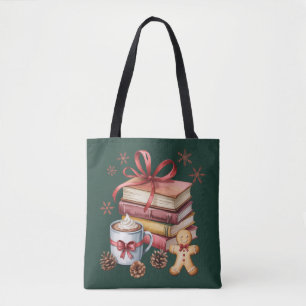 Bolsa Tote Livros de Natal Livros de Biscoito de gengibre Cac
