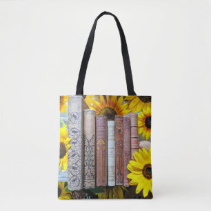 Bolsa Tote Livros e Girassóis