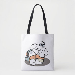 Bolsa Tote Livros e Latidos - Design de Leitura de Cachorro S
