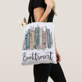 Bolsa Tote Livros personalizados de aquarela Booktrovert na p