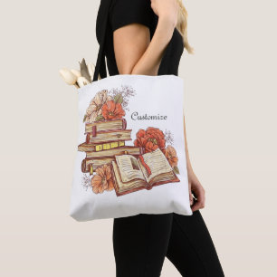Bolsa Tote Livros Personalizados E Flores