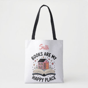 Bolsa Tote Livros São Meu Lugar Feliz Personalizado