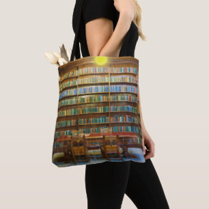Bolsa Tote Livros sobre bibliotecas de cores da água