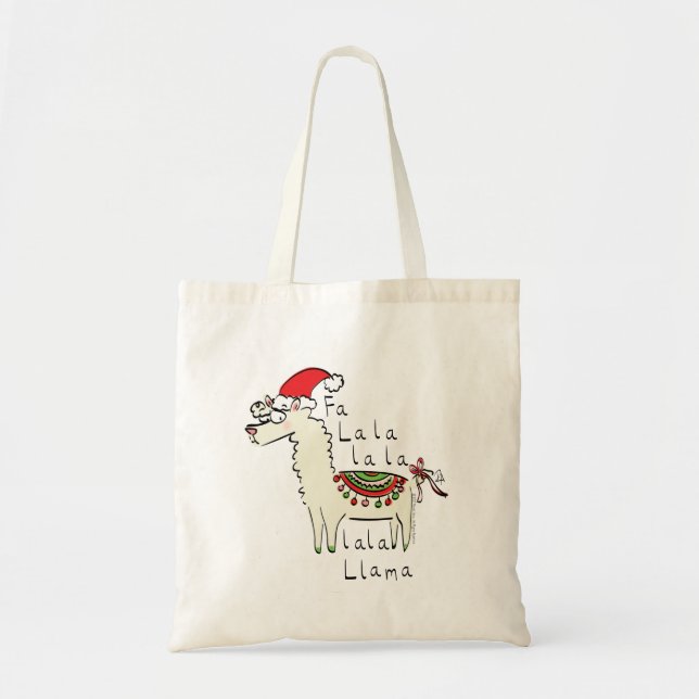 Bolsa Tote Llama Cute Engraçado Crianças de Natal (Frente)
