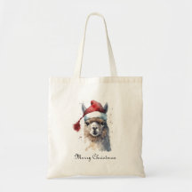 Llama de Natal com Chapéu de Papai Noel e Texto Pe