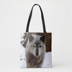 Bolsa Tote Lobo cinza na neve