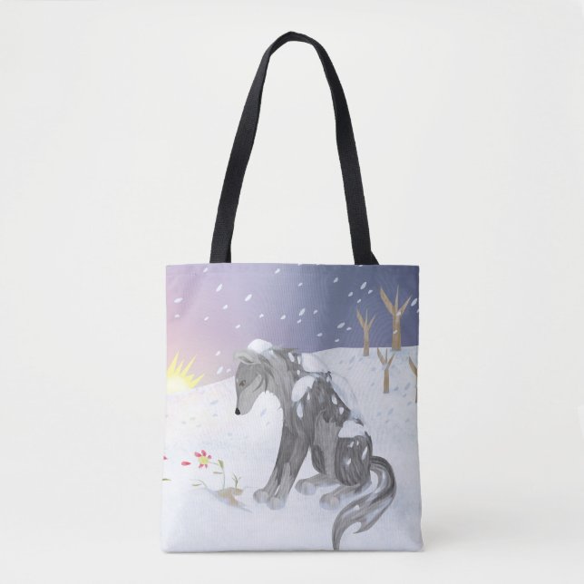 Bolsa Tote Lobo de inverno (Frente)