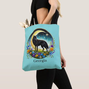 Bolsa Tote Lobo de nome adicionado Cute Winter Seasonal