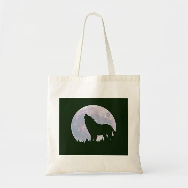 Bolsa Tote lobo e lua (Frente)