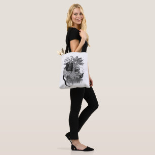 Bolsa Tote Lobo e Raven com crânio