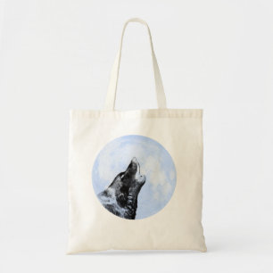Bolsa Tote Lobo fantasma uivando na lua