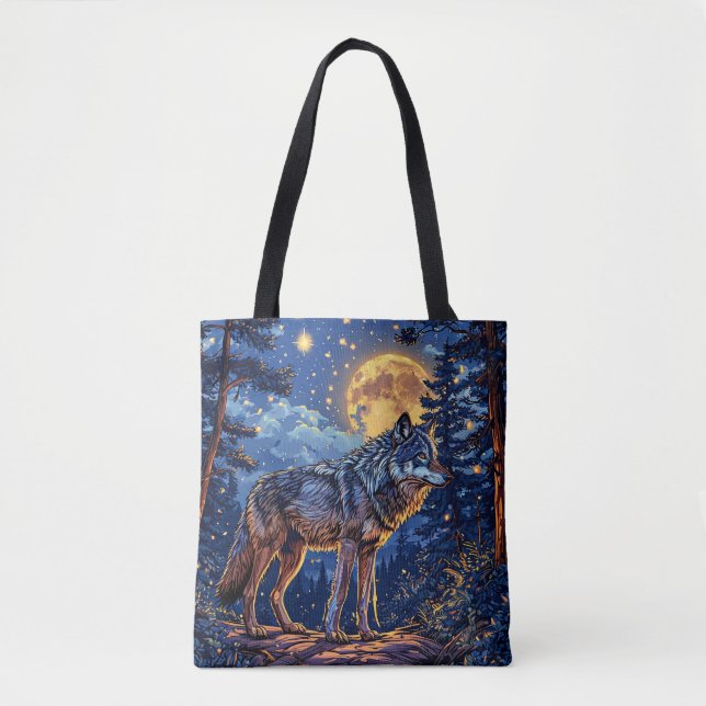 Bolsa Tote Lobo na floresta (Frente)