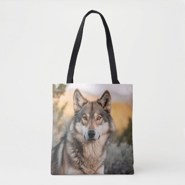 Bolsa Tote Lobo na natureza (Frente)