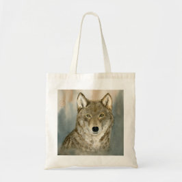 Bolsa Tote Lobo na Névoa Aquarela