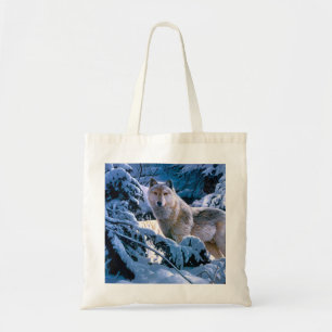 Bolsa Tote Lobo na pintura da floresta de inverno