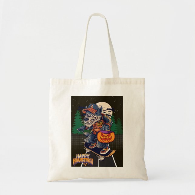 BOLSA TOTE LOBO NO HALLOWEEN (Frente)