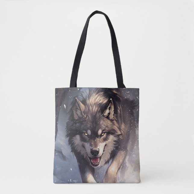 Bolsa Tote Lobo no inverno (Frente)