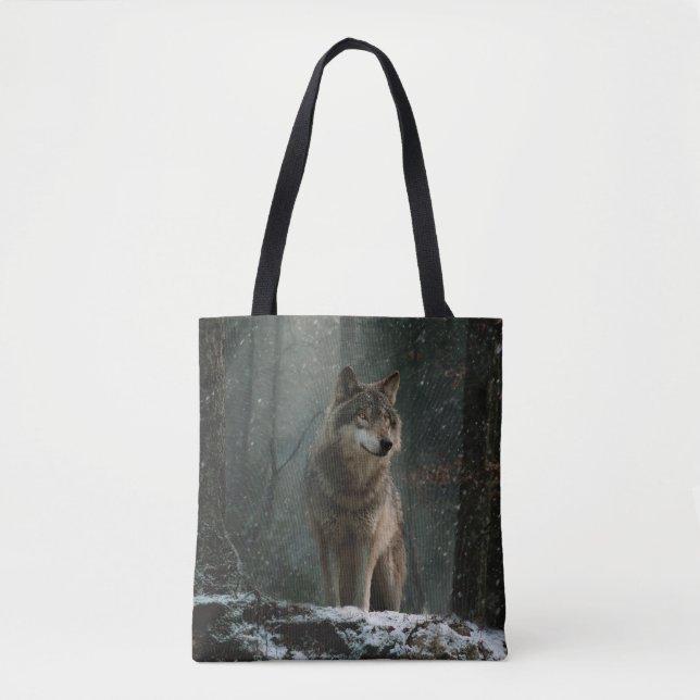 Bolsa Tote Lobo no Inverno (Frente)