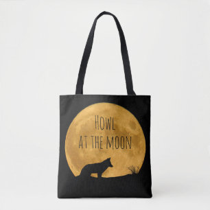 Bolsa Tote Lobo Silhuetado na Lua Brilhante